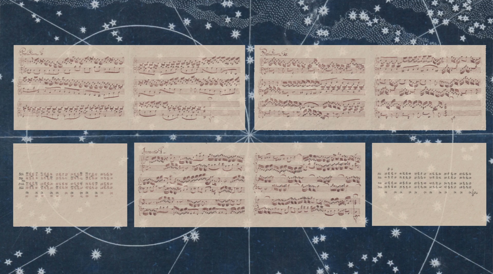 Score BWV 851 Prelude, BWV 860 Prelude (early ersions), BWV 872a Invention, Konwitschny matrix